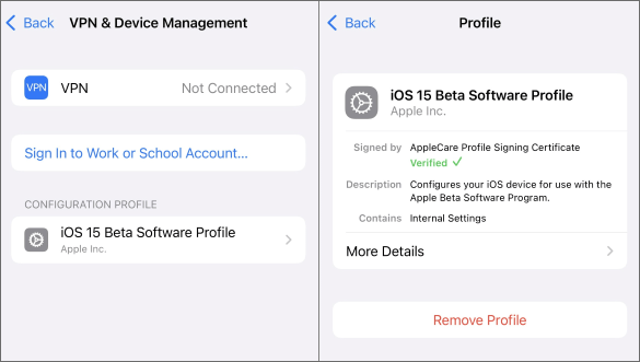 remove ios profile