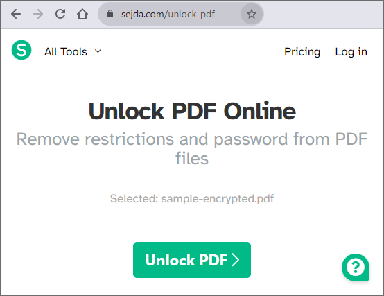 unlock pdf with sedja