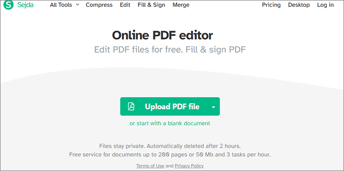 upload the pdf to sejda