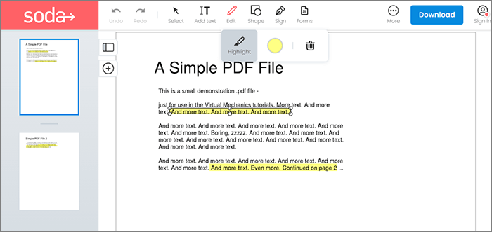 pdf remove highlight