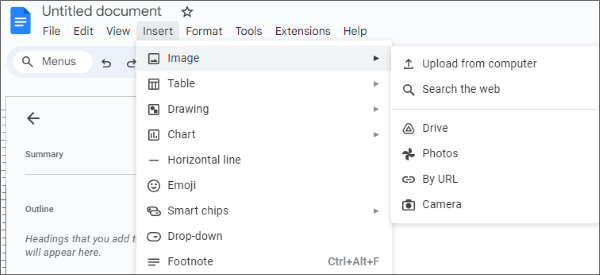 how to put pdf into google docs as an image