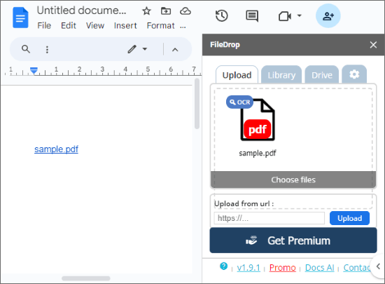 inserting pdf into google doc