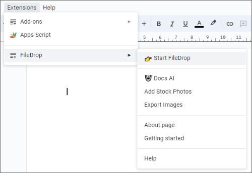 insert a pdf into google doc with filedrop