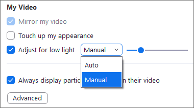 adjust for low light