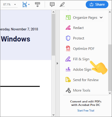 use the signature pdf maker in adobe