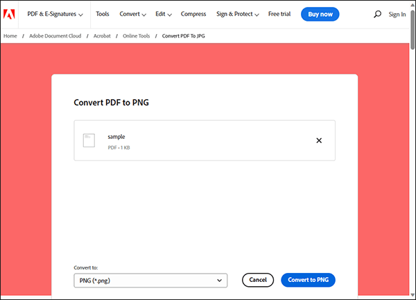 convert pdf to png free with aobe online