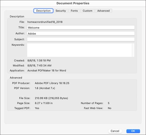 remove pdf metadata using adobe