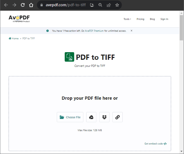 convert pdf to tiff image with avepdf