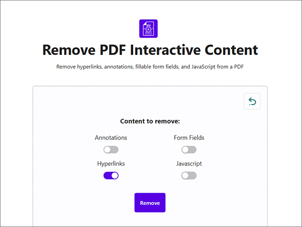 remove link from pdf with avepdf