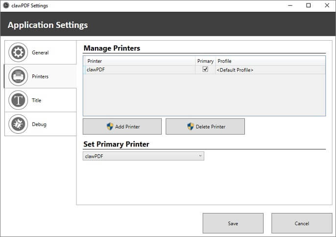 select clawpdf from the list of available installed printers