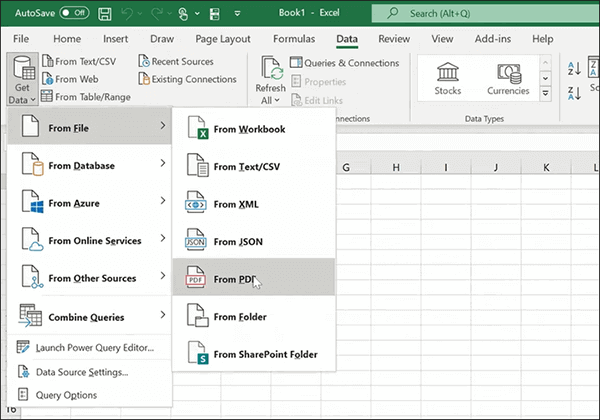 extract data from pdf to excel