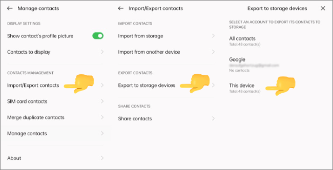 how to move contacts from android to android as vcf file