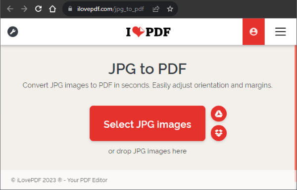 convert jpg to pdf for free with ilovepdf