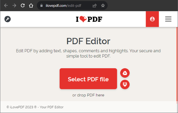 click edit pdf and upload files