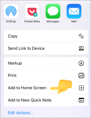 add the site to home screen