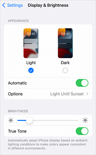 turn on true tone to fix iphone green screen issue