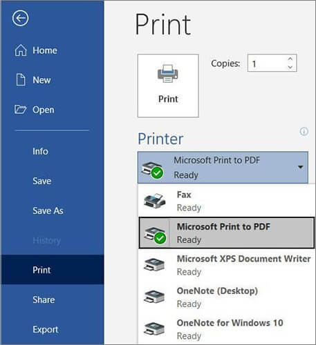 microsoft print to pdf