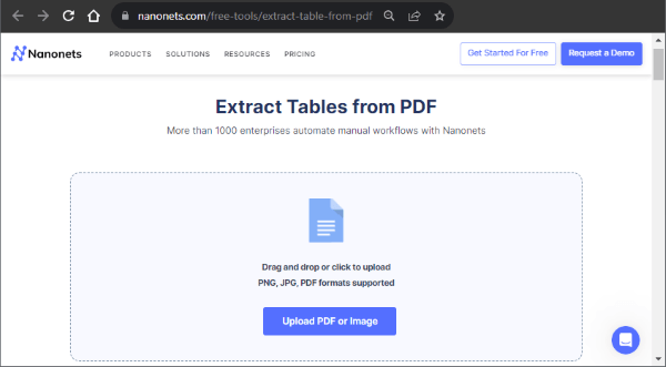 extract table from pdf to excel with nanonets