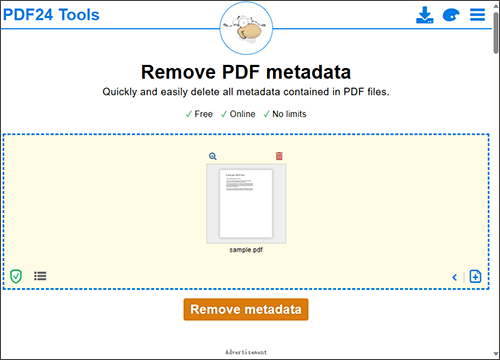 how to remove metadata from pdf using pdf24