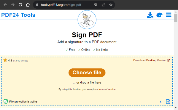 add signature to pdf document with pdf24 tools
