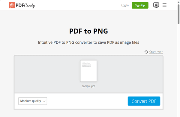 how to change pdf to png with pdfcandy