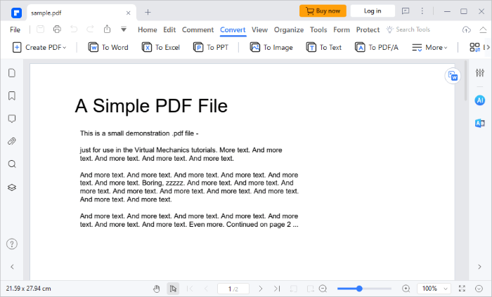 convert the pdf to word