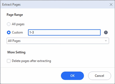 extract pages from pdf using pdfelement