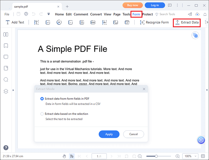 extract table data from pdf using pdfelement