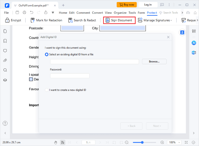add security to the signed document pdf
