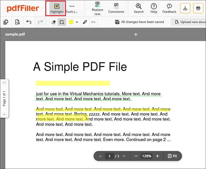 highlight pdf document with pdffiller