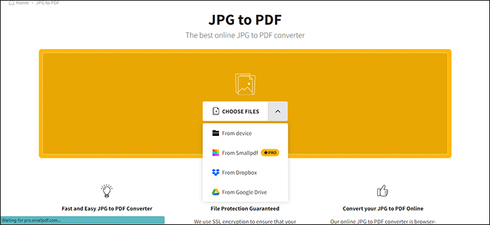 upload your images to smallpdf