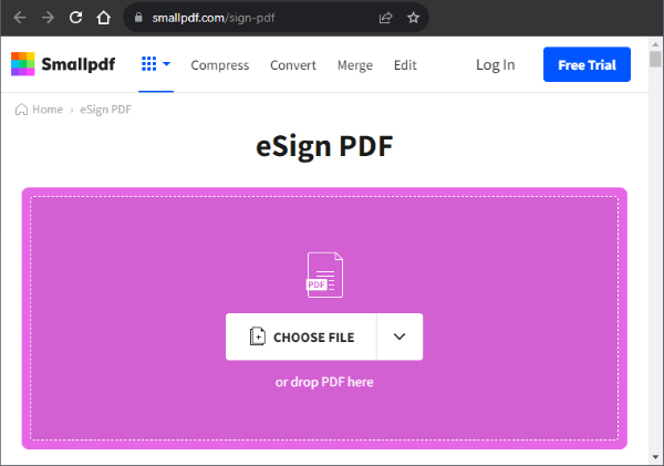 how to sign on pdf document with smallpdf
