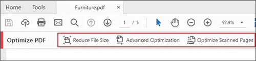 reduce pdf size with adobe optimize tool
