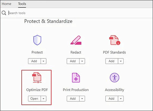 choose optimize pdf tool