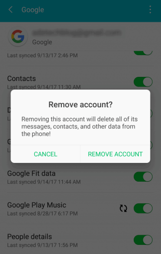 remove google account