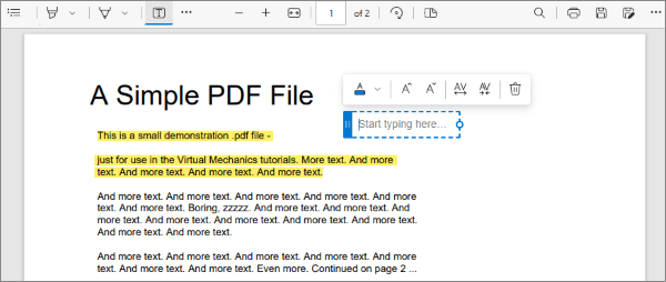 microsoft edge pdf editor add text