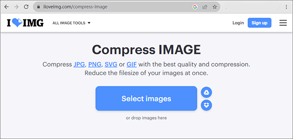 compress photos online via iloveimg