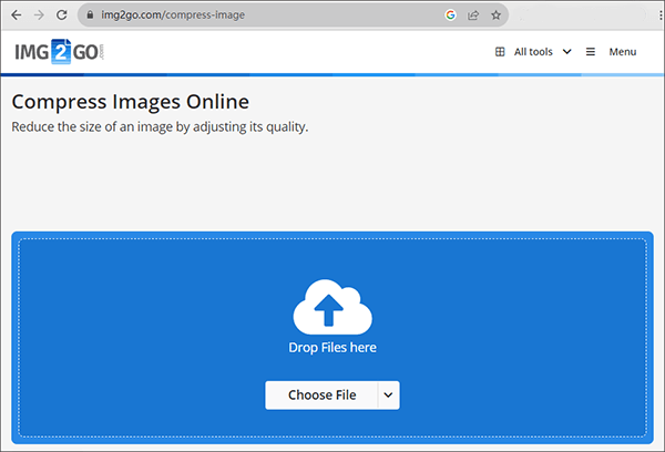 how to compress images for website using img2go