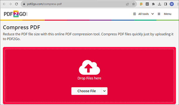 compress pdf for free via pdf2go