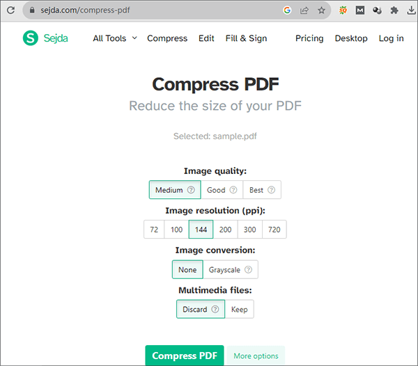 set compression preferences
