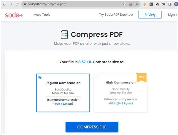 compress a pdf to 1mb via soda