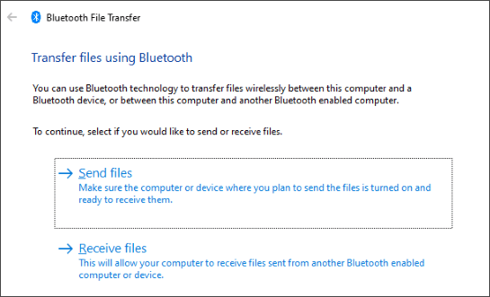 transfer files using bluetooth on windows