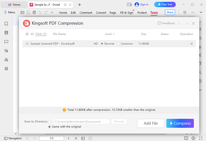 choose your preferred compression level