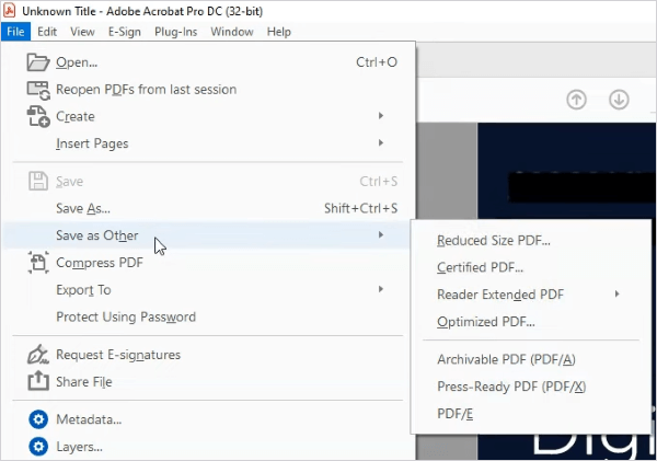 choose the optimized pdf option