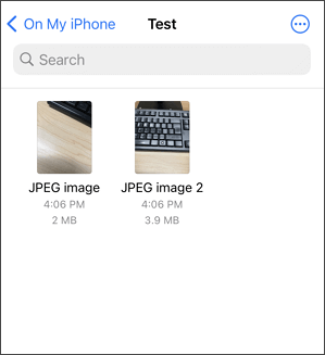 how to get jpeg photos on iphone using the files app
