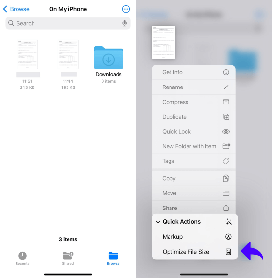 how to reduce pdf size on iphone