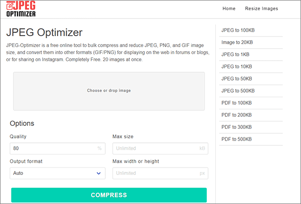 compress jpg at jpeg-optimizer.com