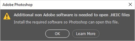 open heic in photoshop error