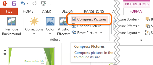 click the compress pictures button