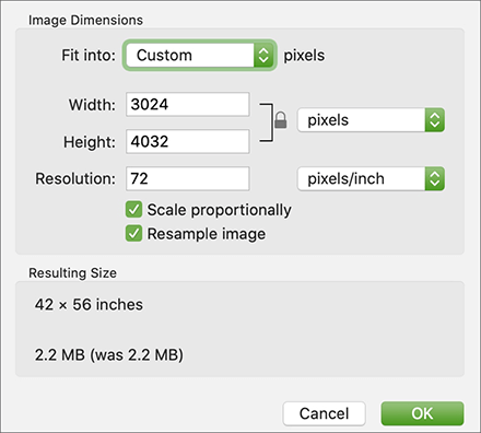 change image file size on mac with preview